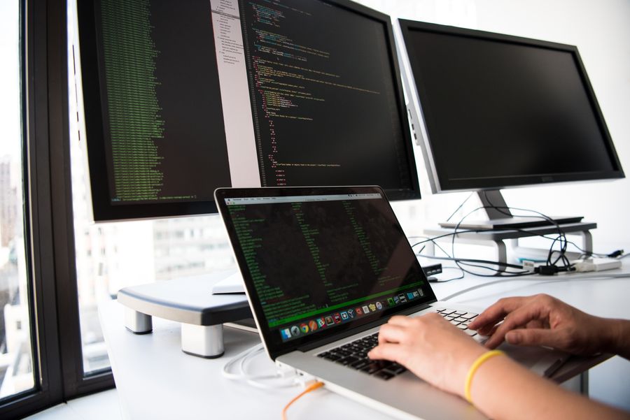Connected computers running software at a technology workstation